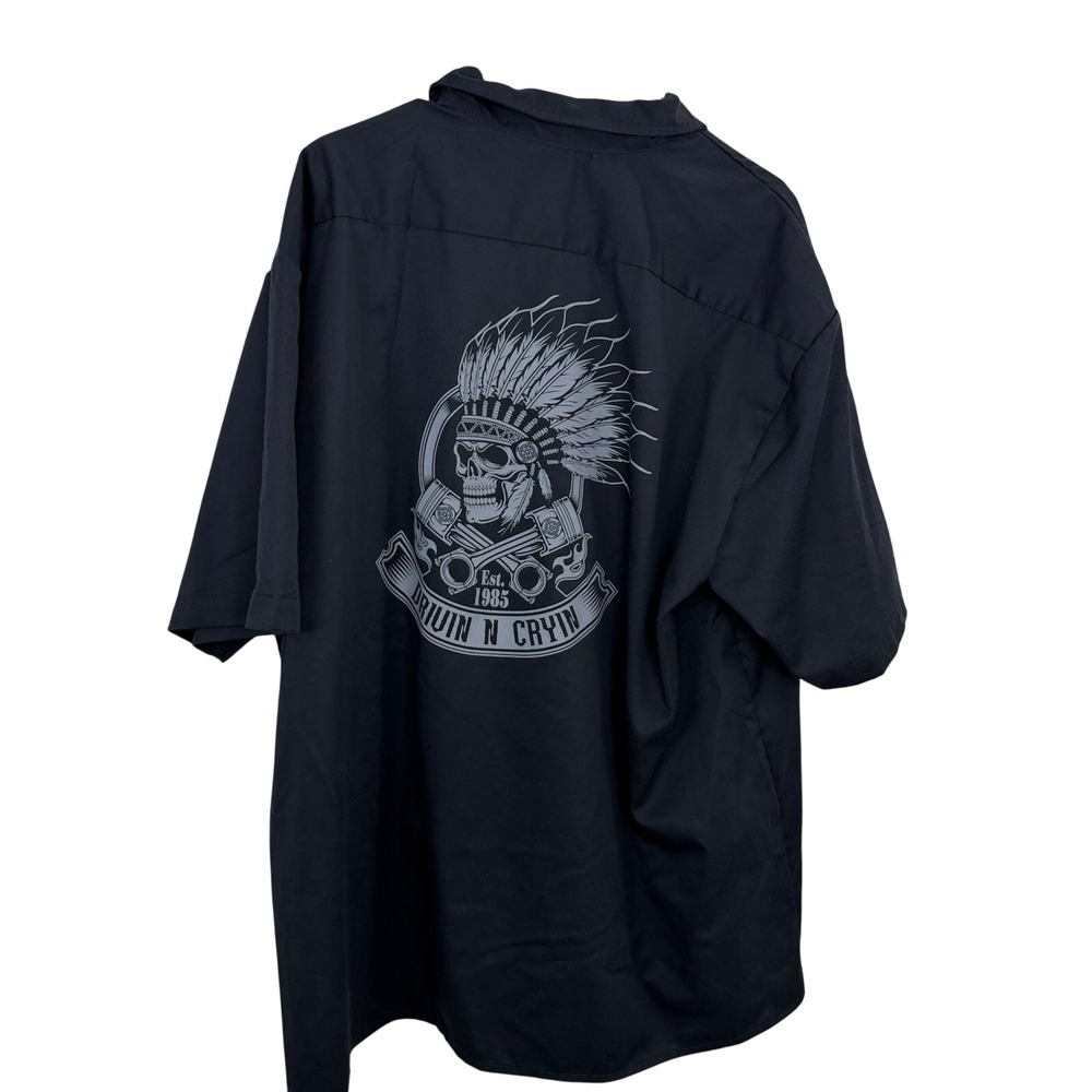 Dickies Shirt Mens 2XL Black Drivin N Cryin Graphic Music Button Up Short Sleeve